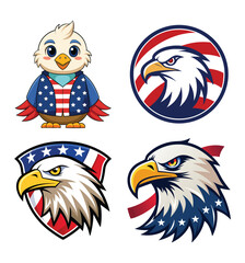Adobe Illustrator Artwork American eagle head USA flag mascot logo design.
