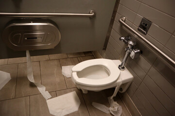 Interior view of Public Restroom at Unsanitary Conditions
