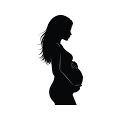 Pregnant Woman Silhouette Vector Illustration of Expectant Mother