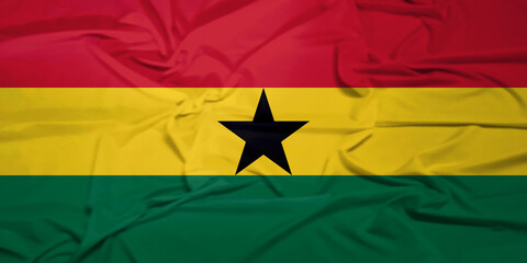 Beautiful Ghana Flag in the Air with Realistic Fabric Texture