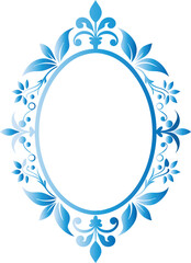 Elegant Blue Floral Oval Frame Decorative Border Design Element