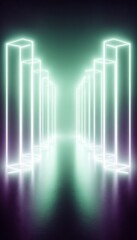 Neon-lit, geometric pathway