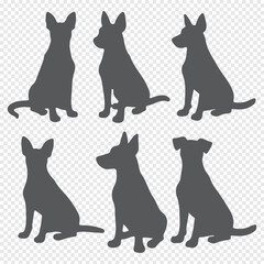 Isolated dogs on the white background. Dogs silhouettes. Vector EPS 10.