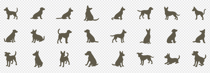 Labrador Retriever Dog collection silhouette black vector on white background
