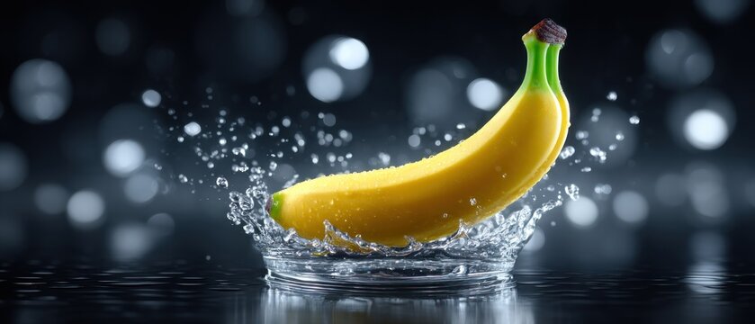 Banana in a water splash
