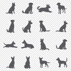 Labrador Retriever Dog collection silhouette black vector on white background
