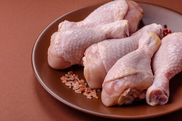 Raw chicken legs, fresh uncooked poultry meat. Chicken or turkey legs