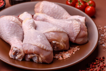 Raw chicken legs, fresh uncooked poultry meat. Chicken or turkey legs