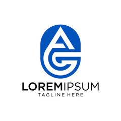 letter at monogram AG style line art modern logo	