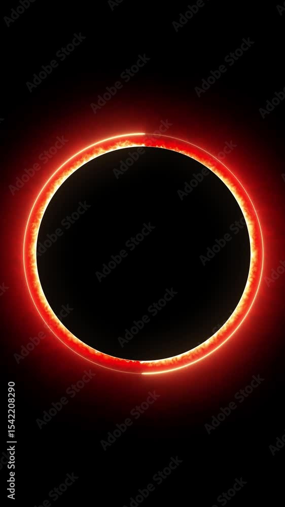 Poster red effect neon glowing circular frame background. repetitive motion animation and flashing. bright 