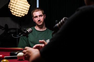 Podcast recording session with guest speaker