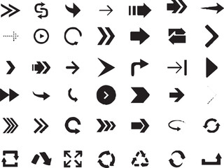 A set of stylish and modern arrow icons in various directions and styles.