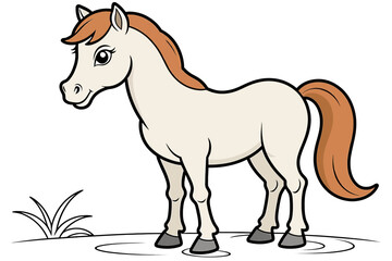 Obraz premium Cartoon Horse Illustration-Cute Animal Drawing for Kids-Adorable Pony Vector Image-Fun Horse Cartoon for Children-Horse Cartoon Character-Animated Animal Art