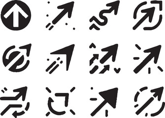 A set of stylish and modern arrow icons in various directions and styles.