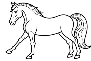 Horse Outline Illustration-Elegant Equine Art for Coloring and Design-Detailed Black and White Horse Drawing-Perfect for Kids Adults Art Projects