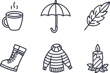 Fall Icons Clipart Set for Seasonal Designs. Autumn Clipart Collection for Print and Web. Colorful Fall Icons Clipart for Crafts. Creative Fall Clipart Set for Designers. Fall Icons Clipart Pack