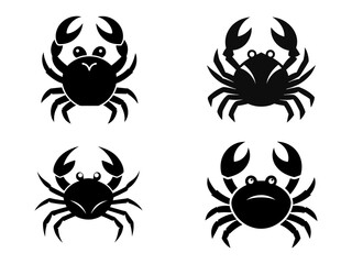 Four Different Black Crab Silhouette Icons Displaying