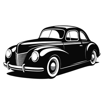 Classic 1940s coupe car silhouette black split window design