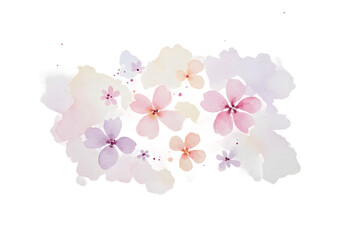 Fototapeta premium Watercolor Floral Arrangement: Delicate Pink and Purple Flowers clipart watercolor png, isolated on transparent background