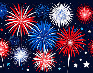 Naklejka premium american colorful fireworks background