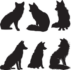 Fox Silhouette Collection. Sitting Wild Animal Vector Set for Nature and Wildlife Design.