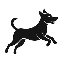 Playful puppy silhouette jumping and wagging tail