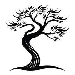 Minimalist silhouette of a peaceful tree with flowing lines