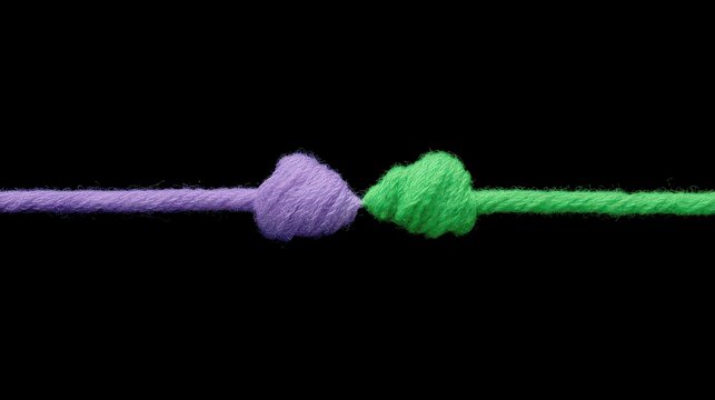 Colorful Twisted Yarn Knots on Black Background for Creative Projects
