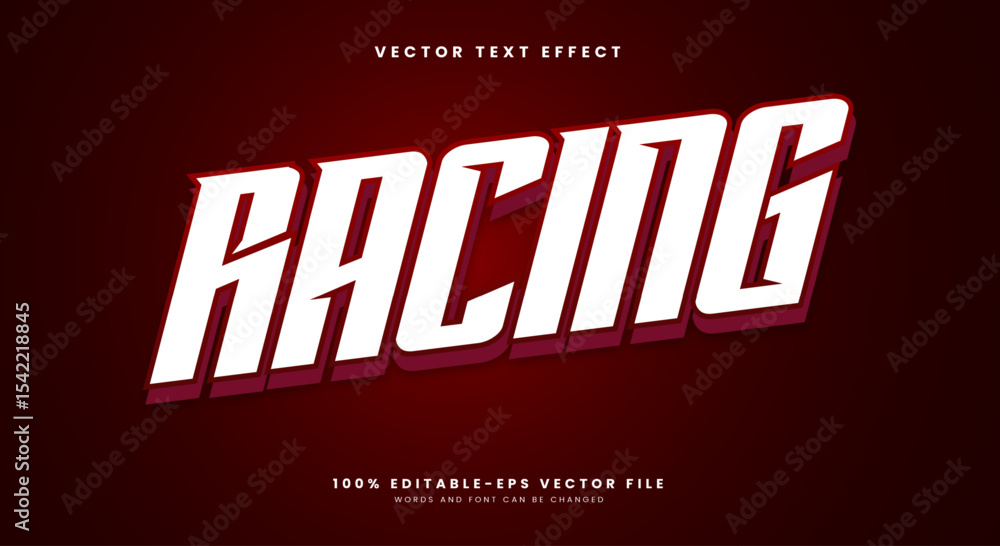 Poster racing 3d editable text effect template suitable for modern style