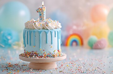 1 year birthday cake and candle