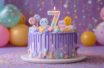 7-year happy birthday cake