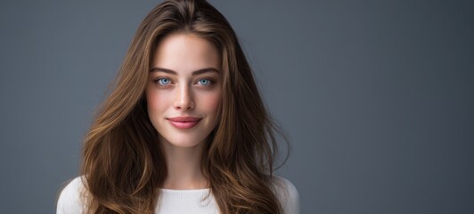 The stunning beauty portrait of a young woman with captivating blue eyes.