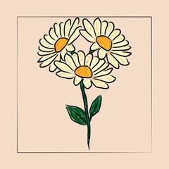 Three daisies in hand-painted style