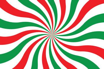 "Red Green Spiral Swirl Background. Optical Twist Pattern Abstract Retro Illusion Design."