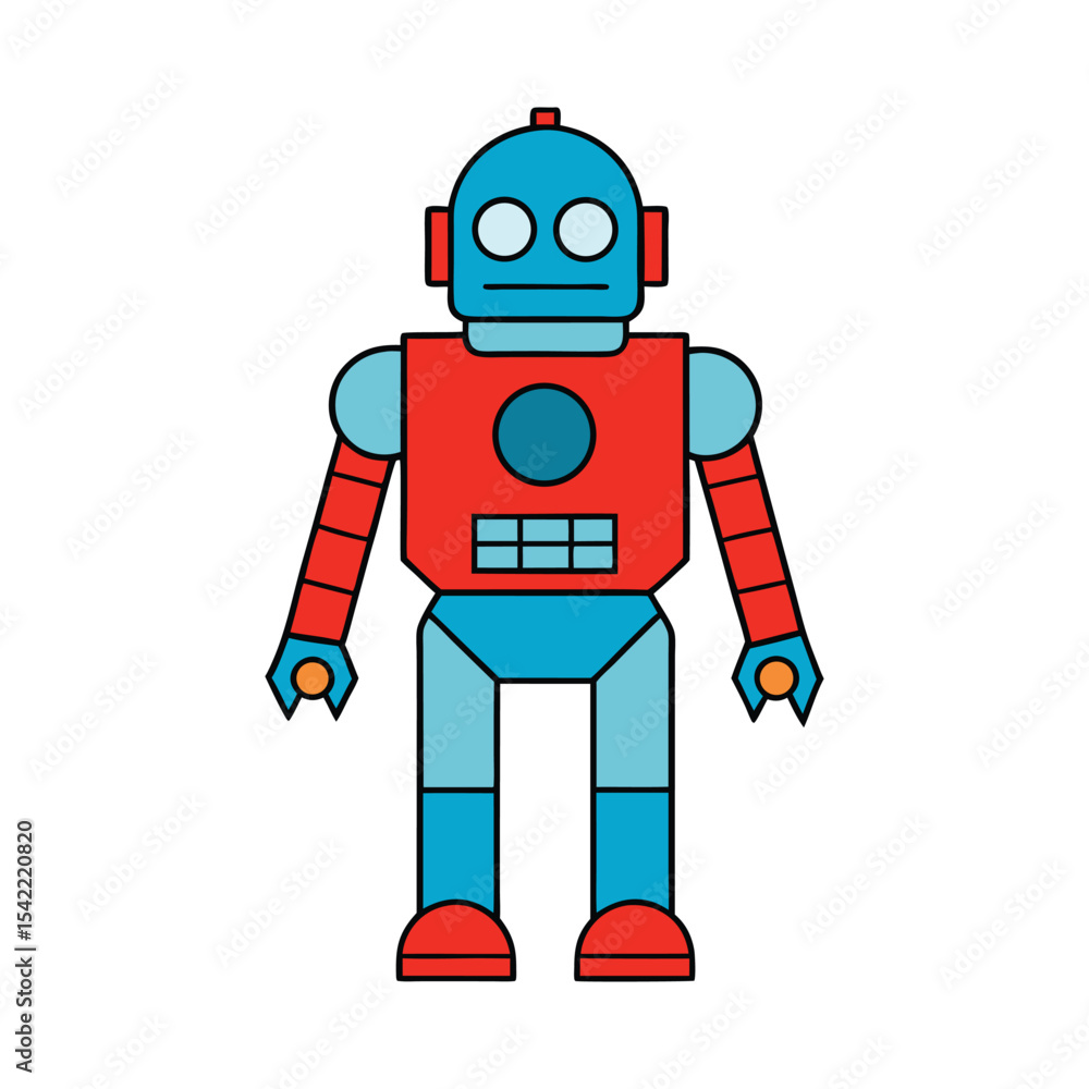 Poster bold vector robot illustration on white background a striking android character design for technolog