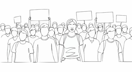 A crowd of protesters holding signs, demonstrating unity and collective action.