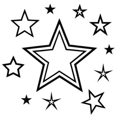 Obraz premium Black and white star collection against white background with minimalist artistic design
