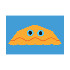 Blue human eye vector cartoon illustration with a vision of nature's beauty