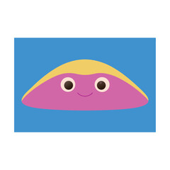 Obraz premium Funny blue cartoon fish vector icon with a cute smile and big eye on a white background