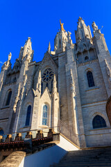 Expiatory Church of the Sacred Heart of Jesus on the summit of Mount Tibidabo in Barcelona, Catalonia, Spain