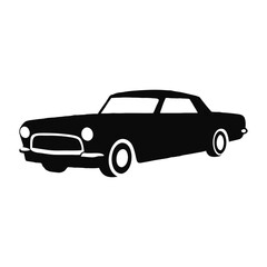 Fototapeta premium Vintage Classic Car Vector Illustration – Retro Coupe Clipart in Black and White