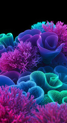 Vibrant Neon Coral Reef: Abstract Underwater Scene