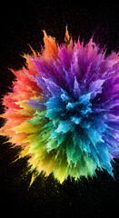 Vibrant Rainbow Color Explosion on Black Background