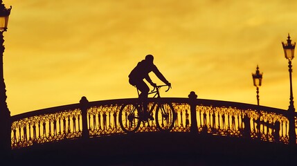 silhouette of a man on a bicycle