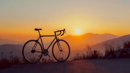Obraz premium silhouette of a bicycle on sunset
