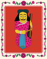 Madhubani Art: Indian Musician Playing Traditional Instrument. Madhubani art, Indian musician, Folk art India, Mithila painting