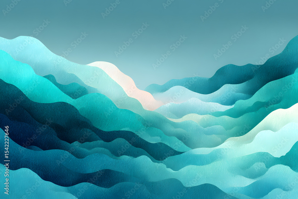 Poster serene teal and aqua ombre abstract background, perfect for design projects needing a calming and el