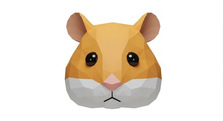 Naklejka premium Adorable Low-Poly Hamster Head, 3D Render