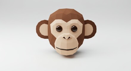 Low Poly Monkey Head 3D Render