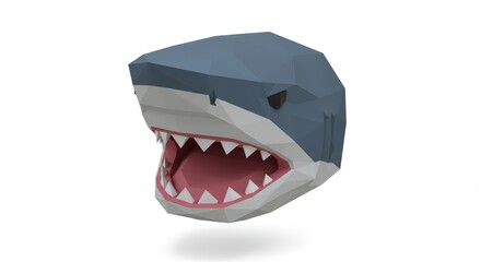 Low-poly Shark Head: Geometric Ocean Predator